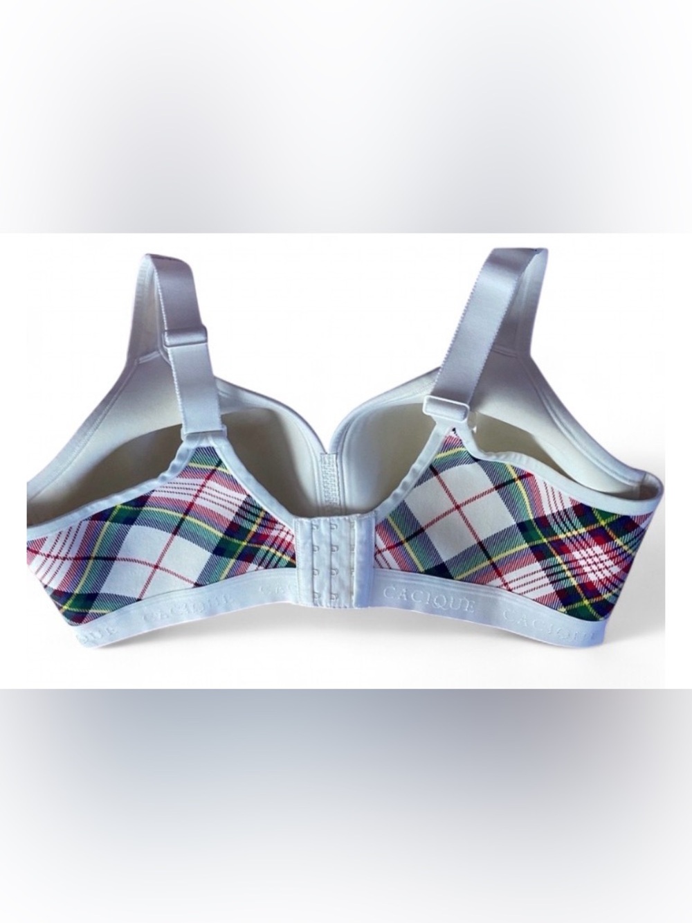 Lane Bryant Cacique Plaid Cotton Lightly Lined No-Wire Bra - Picture 7 of 13